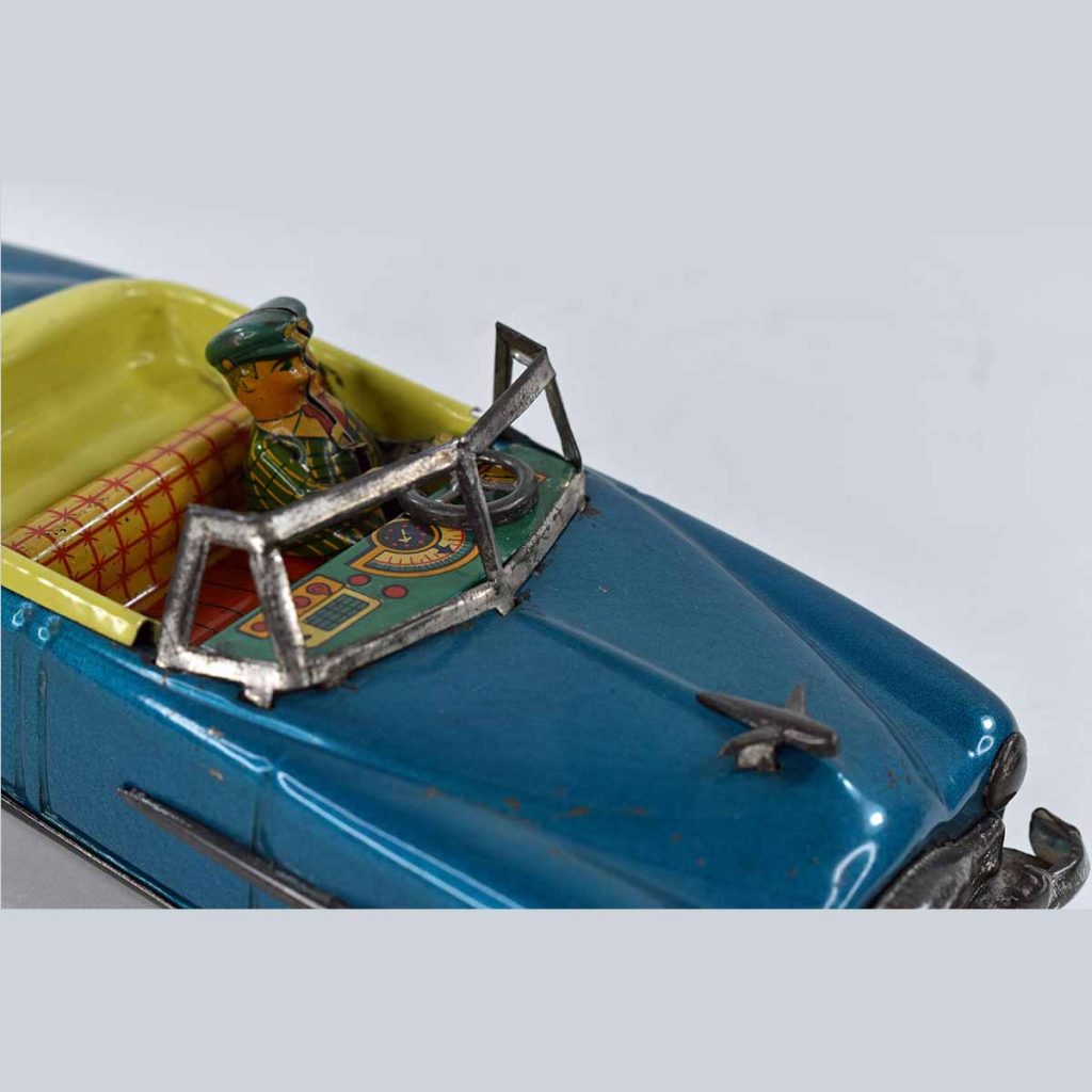 Early 50 s Tin Friction Packard Convertible Open Car with Driver