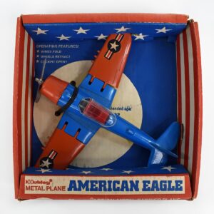 Hubley Kiddie Toy American Eagle Fighter Bomber and P-47 in Original Box - 2 Prong Propeller - Uncle Al's Toys