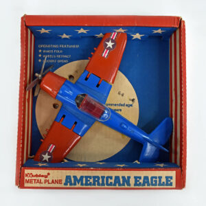 Hubley American Eagle Diecast Fighter / Bomber 4 Blade Propeller Airplane in Original Box - Uncle Al's Toys