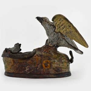 Mechanical Bank J&E Stevens BALD EAGLE & Eaglets c. 1883